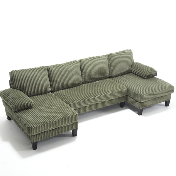 English Elm Modern U-Shaped 4-Seat Sofa With Double Chaise - Luxurious Velvet Couch For Stylish Living Spaces W2705S00016-GIGA