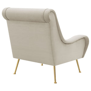 English Elm Lundy Stone Tight Cushion Accent Chair — Romantic Mid-Century Modern Upholstered Seat with Gold Legs, Textured Welt Details and Sloped Arms for Transitional Living Spaces B062P358334