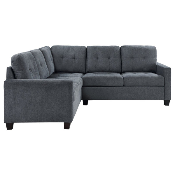 English Elm Creston Three Piece Fabric Sectional Sofa with Tufted Back and Track Arms Steel Gray B062S01530