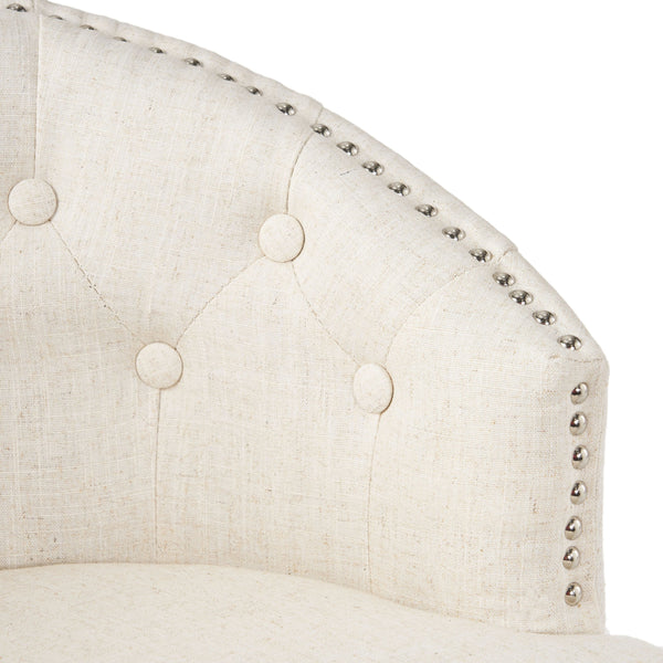 English Elm Christopher Knight Home® - 360 360 Degree Swivel Bar Stool Set of 2 with Nailhead Trim, Tufted Beige Upholstery & Rubberwood Frame N779P326955B