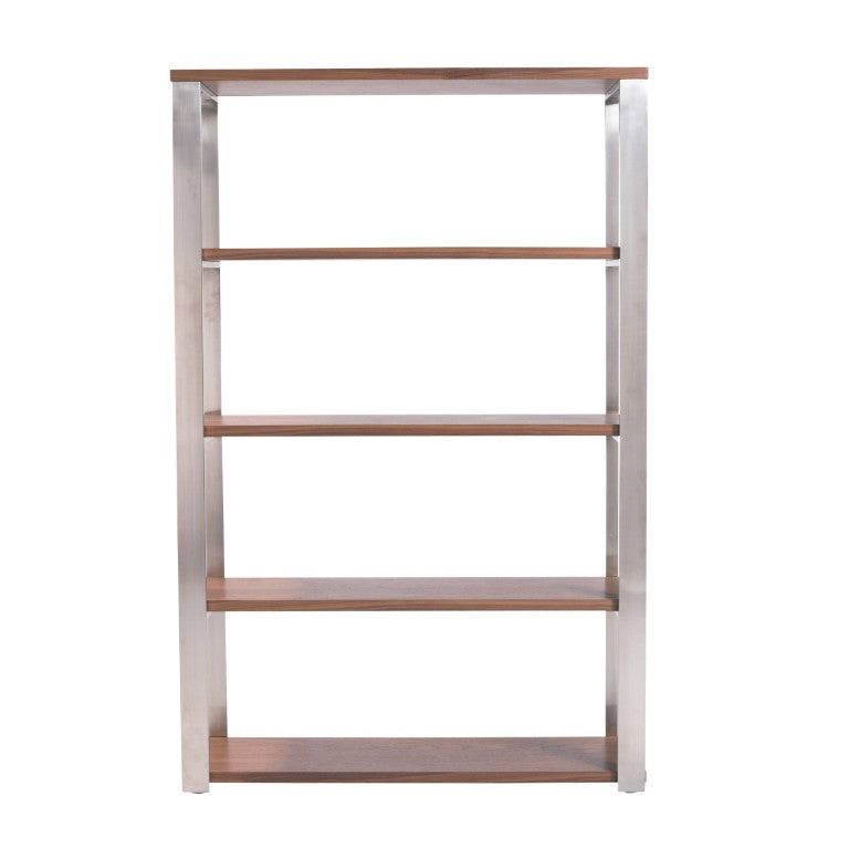EuroStyle Dillon Walnut Veneer Tall Bookcase for Home Office or Professional Workspace Storage American Walnut Veneer - A 09847WAL-A