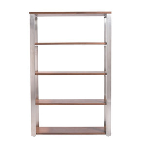 EuroStyle Dillon Walnut Veneer Tall Bookcase for Home Office or Professional Workspace Storage American Walnut Veneer - A 09847WAL-A