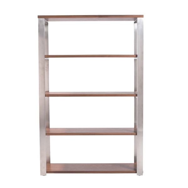 EuroStyle Dillon Walnut Veneer Tall Bookcase for Home Office or Professional Workspace Storage American Walnut Veneer - A 09847WAL-A