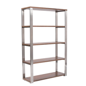 EuroStyle Dillon Walnut Veneer Tall Bookcase for Home Office or Professional Workspace Storage American Walnut Veneer - A 09847WAL-A