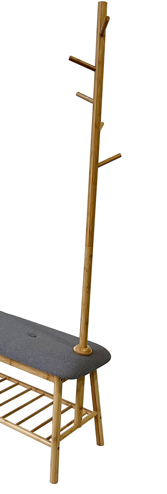 English Elm Contemporary Entryway Bench with Open Shoe Storage, Fabric Seat & Coat Rack Compact Space Saver Gray,Natural 38 L x 15 W x 7 H B2741P343804