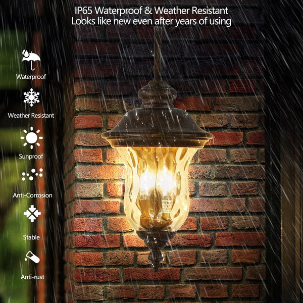 English Elm 22"(H) Vintage Outdoor Wall Lantern - Brown Bronze Aluminum & Clear Glass, Weatherproof 2-E12 Sconce Fixture W1340P209947