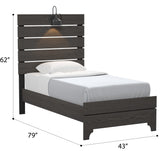 English Elm Wallace & Bay - Wallace & Bay  Junipe Brown Twin Bed With Lights