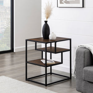English Elm Walker Edison - Modern Minimal Floating Shelf Side Table Dark Walnut — Sleek 2-Shelf MDF & Steel Accent Table, Warp-Resistant Laminate Finish, Easy Assembly, Perfect for Living Room, Office, Urban Homes B185P168942