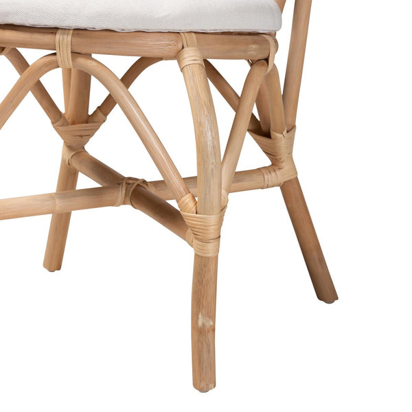 English Elm Bohemian Handwoven Kubu Rattan Mahogany Wood Dining Chair Organic Eclectic Style B2750P467670