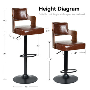 English Elm Swivel Bar Stools Set Of 2 - Modern Pu Leather, Adjustable Height, Ergonomic Design For Comfort T3950P396627-GIGA