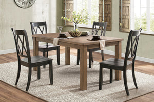 English Elm 5pc Farmhouse Dining Set Pine Table with Four Double X Back Chairs for Kitchen Black Brown B011S00996