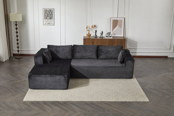 English Elm Compression Modular Sectional Couch With Soft Chaise, Versatile L-Shape Sofa For Cozy Living Spaces W3723S00001