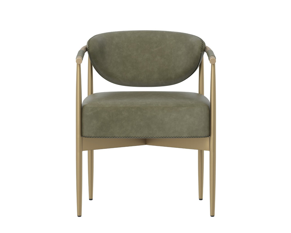 Sunpan HELOISE Dining Armchair - Luxurious Ivanhoe Pine Faux Leather with Gold Stainless Steel Frame 112660