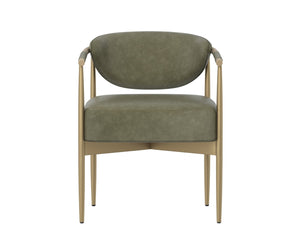 Sunpan HELOISE Dining Armchair - Luxurious Ivanhoe Pine Faux Leather with Gold Stainless Steel Frame 112660