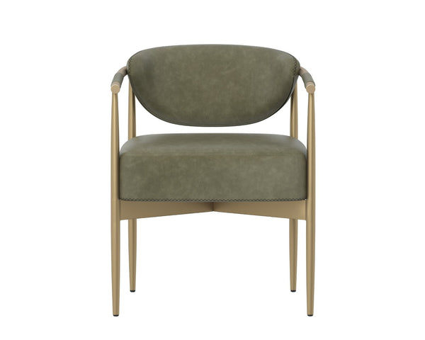 Sunpan HELOISE Dining Armchair - Luxurious Ivanhoe Pine Faux Leather with Gold Stainless Steel Frame 112660