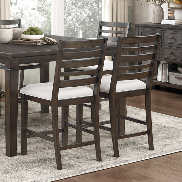 English Elm Classic 7-Piece Counter Height Dining Set - Extendable Dark Espresso Table & Upholstered Chairs B011S01908
