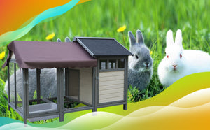 English Elm Large Breed Outdoor Doghouse Solid Fir Wood Covered Porch Weatherproof Asphalt Roof W1431S00013