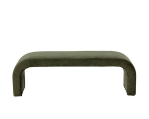 Sunpan NAHARA Bench - Stylish Arch-Shaped Seating in Bergen Olive for Modern Living Spaces and Entryways Green 112509