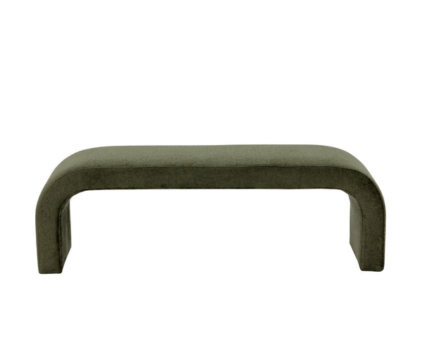 Sunpan NAHARA Bench - Stylish Arch-Shaped Seating in Bergen Olive for Modern Living Spaces and Entryways Green 112509
