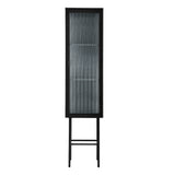 English Elm Retro Style Freestanding Metal Tall Display Cupboard With Glass Door and Three Detachable Shelves For Office, Living Room, Kitchen Console Sideboard,Bedside Entryway Black (Old Sku:W68751715)