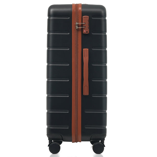 English Elm Premium Abs Hardshell 3 Piece Suitcase Set with Tsa Locks and Spinner Wheels Black+Brown N726P296022A