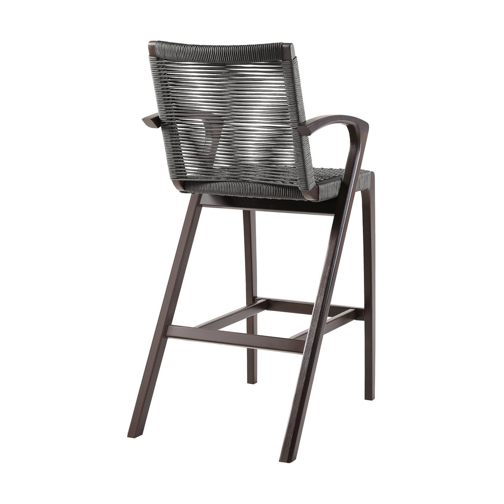 English Elm Dastel Outdoor Dark Eucalyptus Wood Gray Rope Stool — Counter 26" or Bar 30", Solid, Preassembled B2736P268540