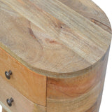 English Elm Solid Wood Rounded Nightstand Table