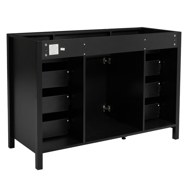 English Elm Christopher Knight Home® - 47" Bathroom Vanity Cabinet Base with 2 Soft-Close Doors & 8 Drawers, Pine Legs, Modern Classic Appeal Black N759P337621B