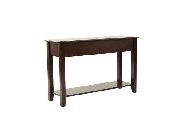 English Elm Classic Modern wooden coffee table with Ogumi veneer top, drawers & lower shelf for stylish storage Antique Black,Espresso 51 L x 21 W x 10 H B011P395607