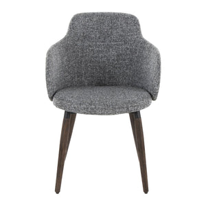 English Elm Dining/accent Chair Set of 2 Walnut Wood Legs Grey Upholstered Farmhouse Seating B202S02191
