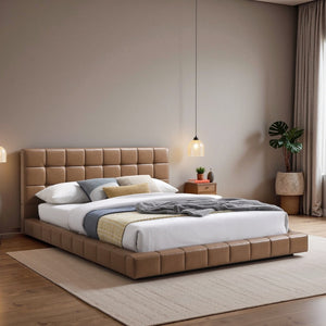 English Elm Hudson Biscuit Tufted Vegan Leather King Platform Bed for Modern Bedrooms B183S00205
