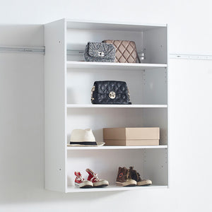 English Elm Devi White Wall Mounted Wood Closet System — Durable Melamine Oak Finish, Easy Assembly, Heavy-Duty Brackets B040S00090