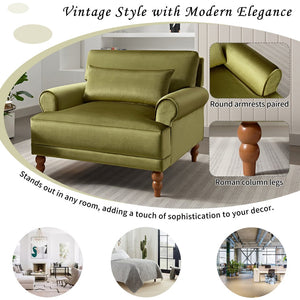 English Elm Mirod Oversized Polyester Accent Chair with Column Legs and Ergonomic Lumbar Support Green N760S0000028C