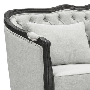 English Elm Samael Gray Linen Sofa with Dark Brown Wood Finish, Pocket Coil Seats, 3 Pillows, Durable Frame B2726P271162