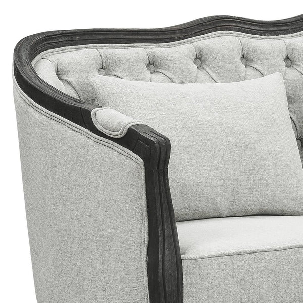 English Elm Samael Gray Linen Sofa with Dark Brown Wood Finish, Pocket Coil Seats, 3 Pillows, Durable Frame B2726P271162