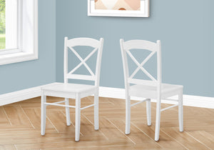 English Elm Dining Chair Set of 2 White Solid Wood Side Chairs with Cross-Back, Scooped Seat, Sturdy 250lb Capacity B2710P218873