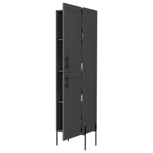 English Elm Matt Grey Modern Linen Cabinet with 4 Wide Shelves, Two Doors & Elevated Legs for Stable Storage and Sleek Bathroom Organization B062P252171