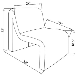 English Elm Winne Curved Armless Accent Chair in Black Ribbed Upholstery — Sculptural Modern Minimalist Seating B062P299870