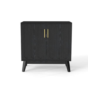 English Elm Mid Century Modern Fluted Sideboard Cabinet with Adjustable Shelves, Solid Wood Legs, Walnut Finish Elegant Storage for Living Room, Entryway W1801P272511