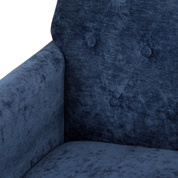 Crestview Collection Modern Accent Chair - Stylish Upholstered Furniture With Button Tufting And Gold Legs For Any Room Navy Polyester Evfzr4352cnvy