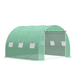 English Elm Outsunny Walk-in Hoop Greenhouse Steel Frame Pe Cover with Mesh Ventilation Windows W2225P217786