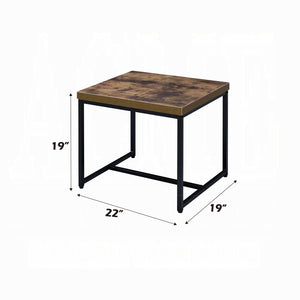 English Elm Industrial Rustic End Table with Metal Frame and Weathered Wood Top for Living Room Durability Black,Oak 21.5 L x 25.5 W x 4.5 H B2741P332657