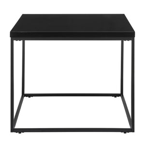 EuroStyle Teresa Square End Table Lacquered White Top with Gleaming Steel Base for Modern Rooms High Gloss Black/Matte Black 09901BLK