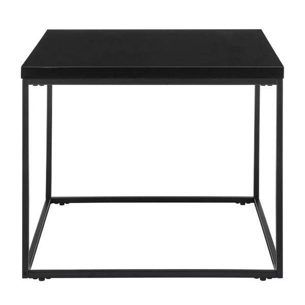EuroStyle Teresa Square End Table Lacquered White Top with Gleaming Steel Base for Modern Rooms High Gloss Black/Matte Black 09901BLK