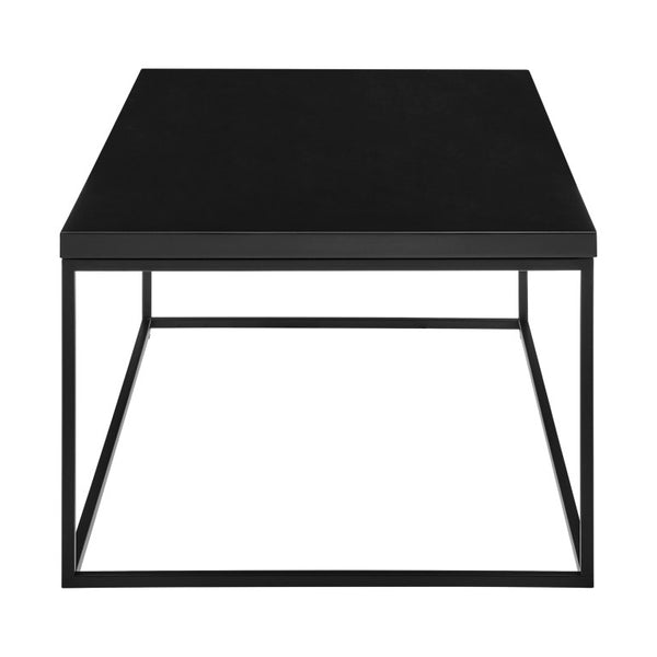 EuroStyle Teresa Square End Table Lacquered White Top with Gleaming Steel Base for Modern Rooms High Gloss Black/Matte Black 09901BLK