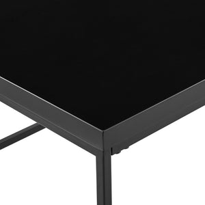 EuroStyle Teresa Square End Table Lacquered White Top with Gleaming Steel Base for Modern Rooms High Gloss Black/Matte Black 09901BLK
