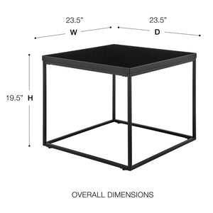 EuroStyle Teresa Square End Table Lacquered White Top with Gleaming Steel Base for Modern Rooms High Gloss Black/Matte Black 09901BLK