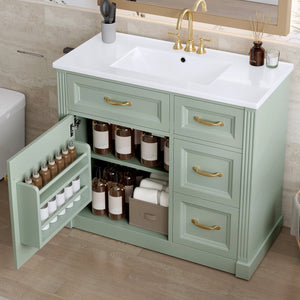 English Elm 36 Inch Bathroom Vanity With Ceramic Sink, Soft-Close Drawers, And Adjustable Storage For Modern Elegance N725P336549F