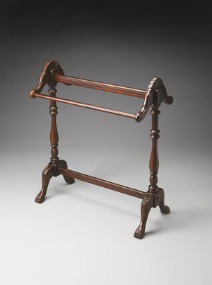 Butler Specialty Joanna Hand-carved Wooden Blanket Stand With Horizontal Rails For Quilts And Comforters Display Dark Brown Poplar Hardwood Solids,Resin 991024-butler