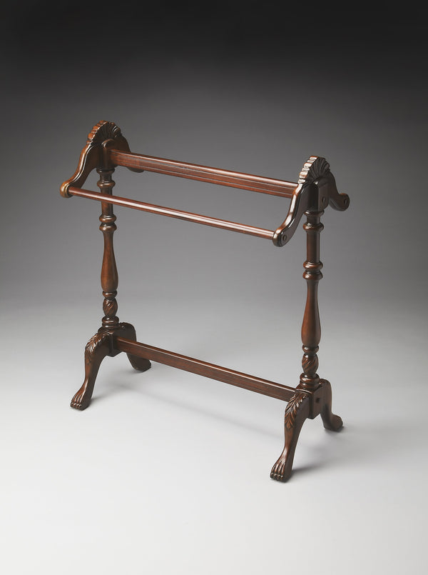 Butler Specialty Joanna Hand-carved Wooden Blanket Stand With Horizontal Rails For Quilts And Comforters Display Dark Brown Poplar Hardwood Solids,Resin 991024-butler